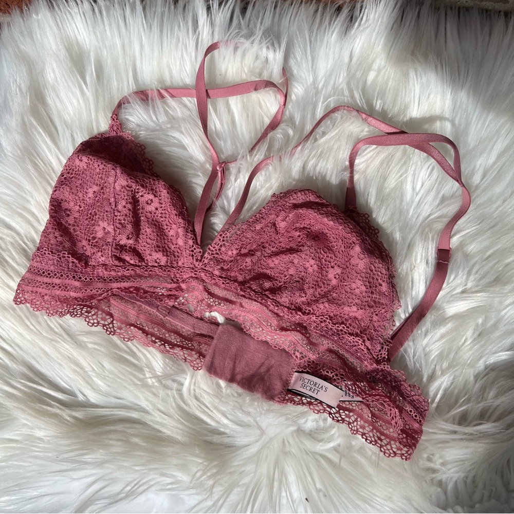 Victoria’s Secret Floral Lace Mini Floral Unlined Strappy Bralette